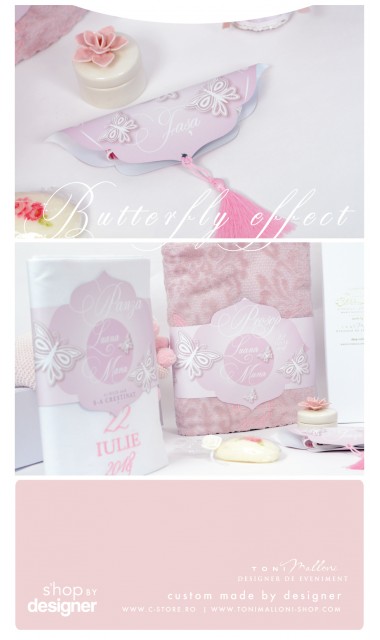 Trusou de botez brodat pentru fetite cu fluturasi, Butterfly Effect 16